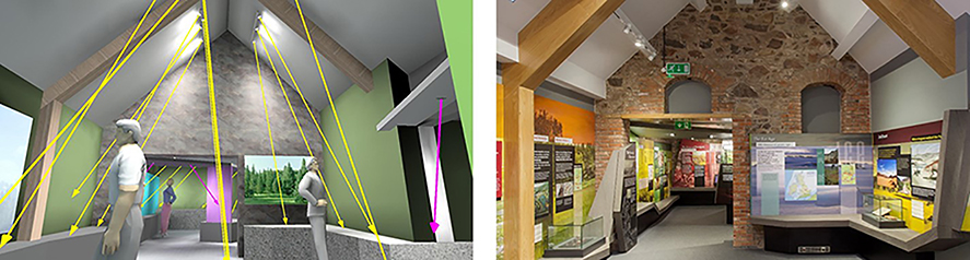 (Left) Relux 3D View Prior To Installation (Right) Actual Installation